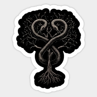 Serpent of Duality - Rod of Asclepius, Hermetic Wisdom Tree of Knowledge Sticker